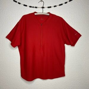 Nike Red Dri Fit Quarter Zip Short Sleeve Athletic Top​